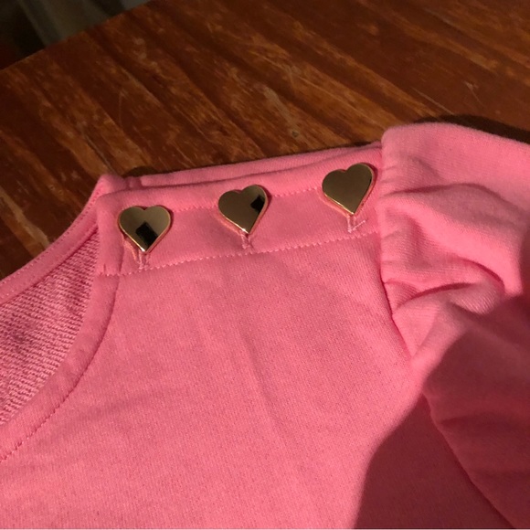 NWT Charter Club pink & gold heart buttons sweatshirt L - Picture 4 of 6